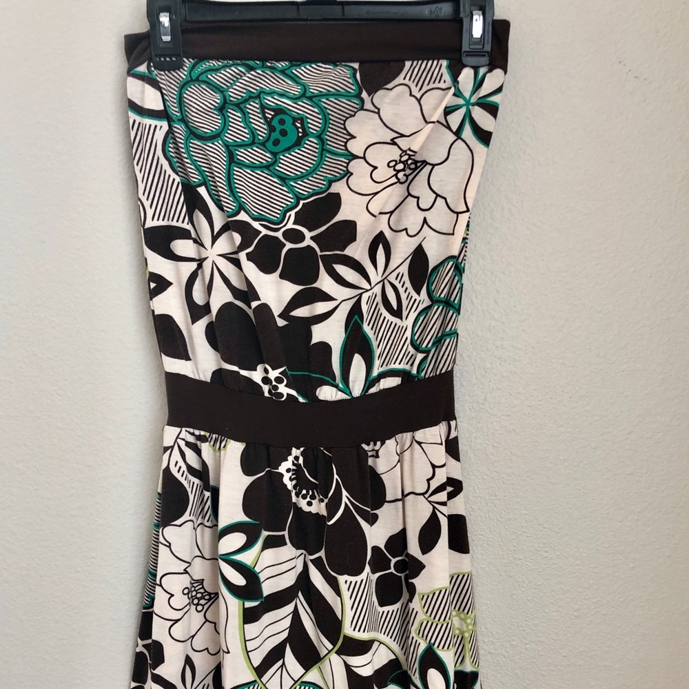 ✨Y2K Mossimo Supply Co. Brown Tan Floral Tube Top Dress XS Summer Coquette Boho - Picture 7 of 8